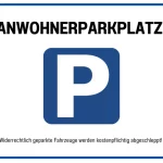 Anwohnerparkplatz Schild zum Ausdrucken