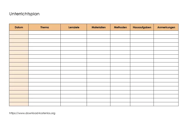 Unterrichtsplan Vorlage